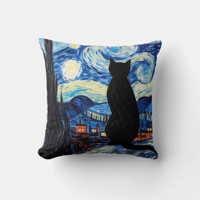 Starry Night Cat Kudde (Framsida)