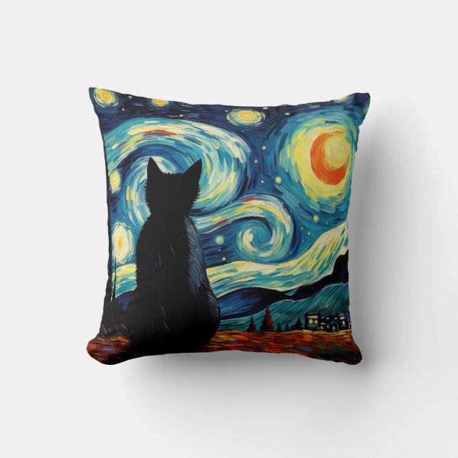 Starry Night Cat Kudde (Framsida)