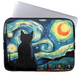Starry Night Cat Laptop Fodral
