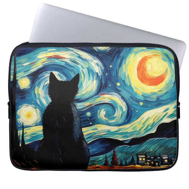 Starry Night Cat Laptop Fodral (Framsidan)