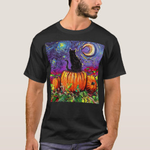 Starry Night Cat Pumpkin Halloween, Van Gogh Cat H T Shirt