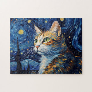 Starry Night Cat Pussel