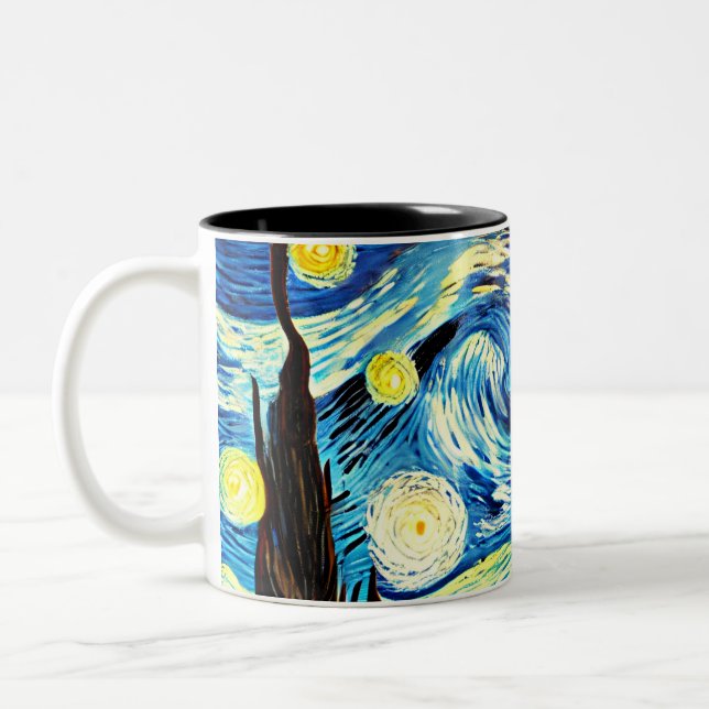 Starry Night Cat - Two-Tone Mugg (Vänster)