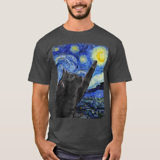 Starry Night Cat Van Gogh Cat977 T Shirt