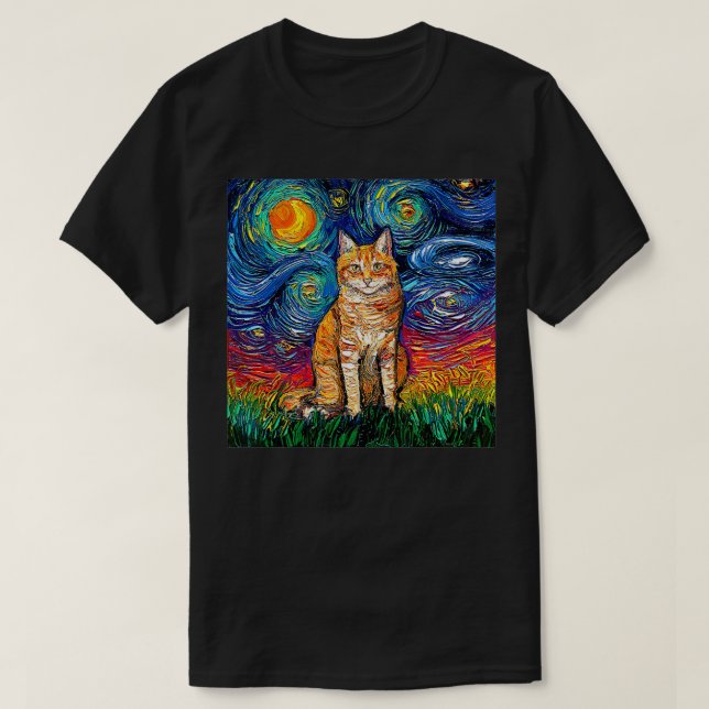 Starry Night Cat, Van Gogh Cat, Cat Lover, Cat Mam T Shirt (Design framsida)