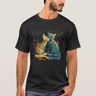 Starry Night Cat Van Gogh Cat Funny Par Cat Lo T Shirt