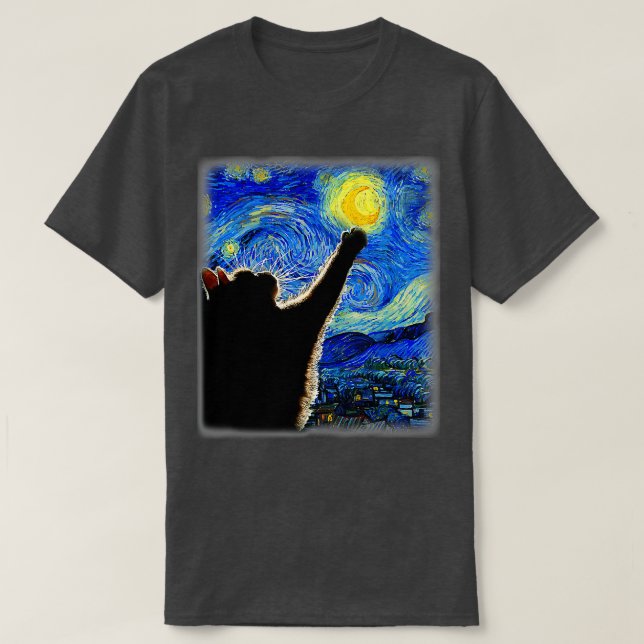 Starry Night Cat Van Gogh Cat Lover Cat Mamma Ca T Shirt (Design framsida)