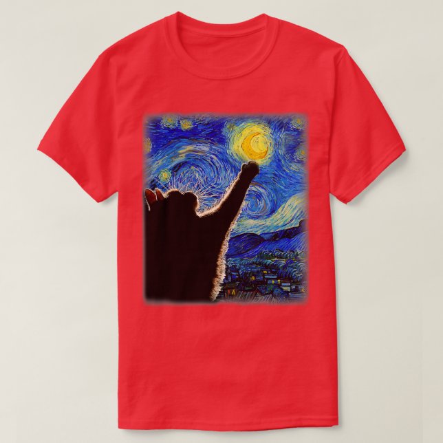 Starry Night Cat Van Gogh Cat Lover Cat Mamma Ca T Shirt (Design framsida)