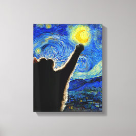 Starry Night Cat, Van Gogh Cat Lover Cat Pappa Mam Canvastryck