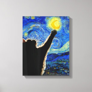 Starry Night Cat, Van Gogh Cat Lover Cat Pappa Mam Canvastryck