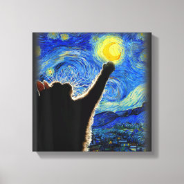 Starry Night Cat, Van Gogh Cat Lover Cat Pappa Mam Canvastryck