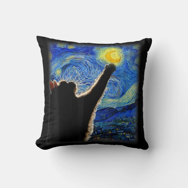 Starry Night Cat, Van Gogh Cat Lover Cat Pappa Mam Kudde (Framsida)