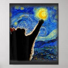 Starry Night Cat, Van Gogh Cat Lover Cat Pappa Mam Poster