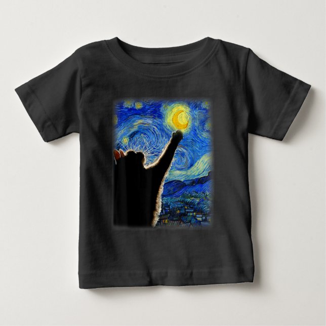 Starry Night Cat, Van Gogh Cat Lover Cat Pappa Mam T Shirt (Framsida)