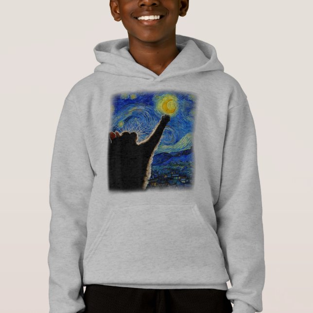 Starry Night Cat, Van Gogh Cat Lover Cat Pappa Mam T Shirt (Framsida)