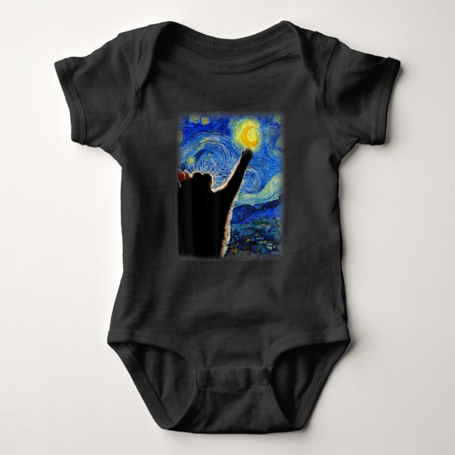 Starry Night Cat, Van Gogh Cat Lover Cat Pappa Mam T Shirt (Framsida)