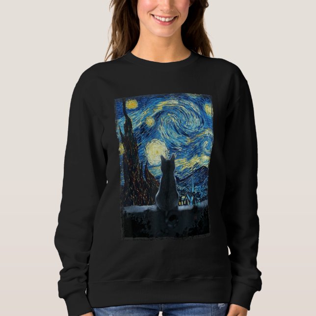 Starry Night Cat, Van Gogh Cat Lovers ger Cat Mo T Shirt (Framsida)
