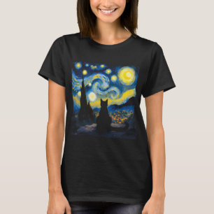 Starry Night Cat - Van Gogh Inspired Art Tee