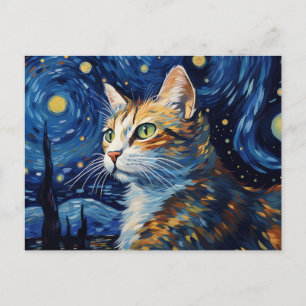 Starry Night Cat Vykort
