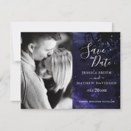 Starry Night Celestial Himlar Photo Save Date Meddelande