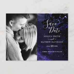 Starry Night Celestial Himlar Photo Save Date Meddelande Vykort