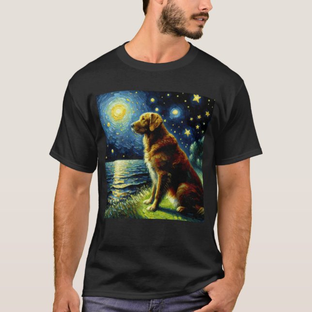 Starry Night Chesapeake Bay Retriever Hund Van T Shirt (Framsida)