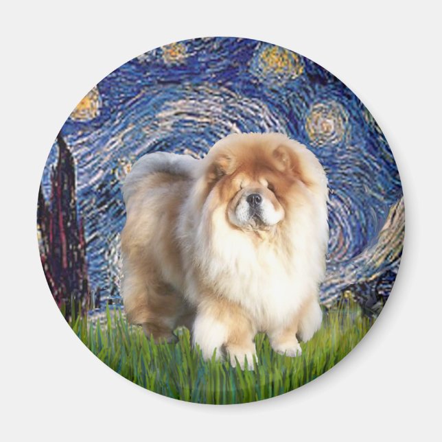 Starry Night - Chow Chow (kräm) Magnet (Framsidan)