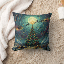 Starry Night Christmas 16x16 Santa Sleigh Kudde