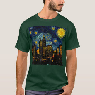 Starry Night Cityscape van Gogh inspiration Art Mi T Shirt