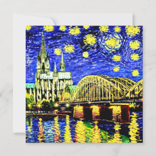 Starry Night Cologne Tyskland Cathedral