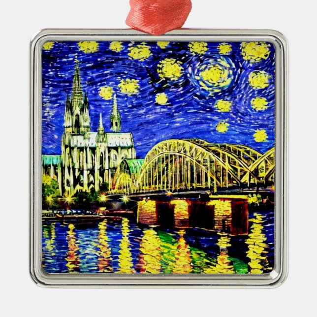 Starry Night Cologne Tyskland Cathedral Julgransprydnad Metall (Framsidan)