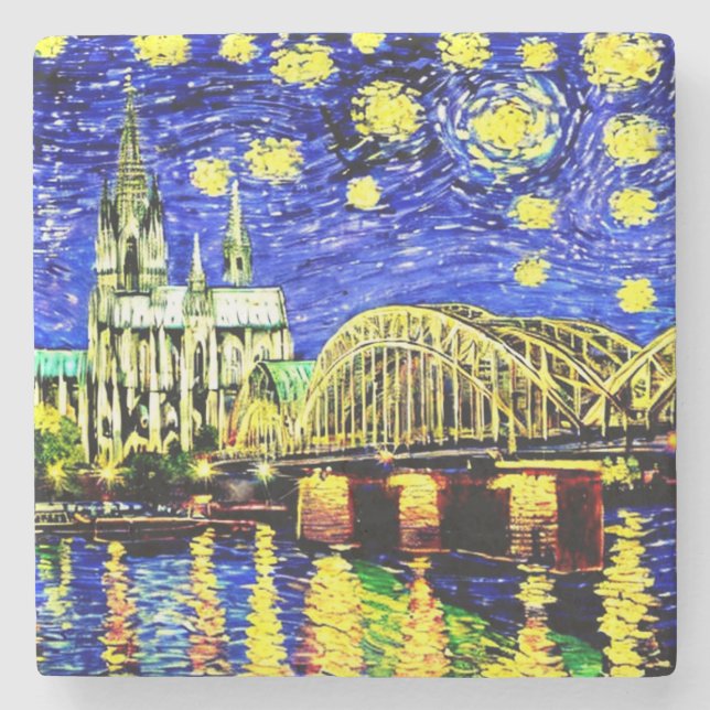Starry Night Cologne Tyskland Cathedral Stenunderlägg (Framsidan)