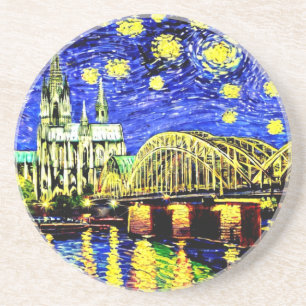 Starry Night Cologne Tyskland Cathedral Throw Pill Underlägg