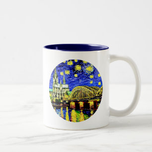Starry Night Cologne Tyskland Cathedral Två-Tonad Mugg