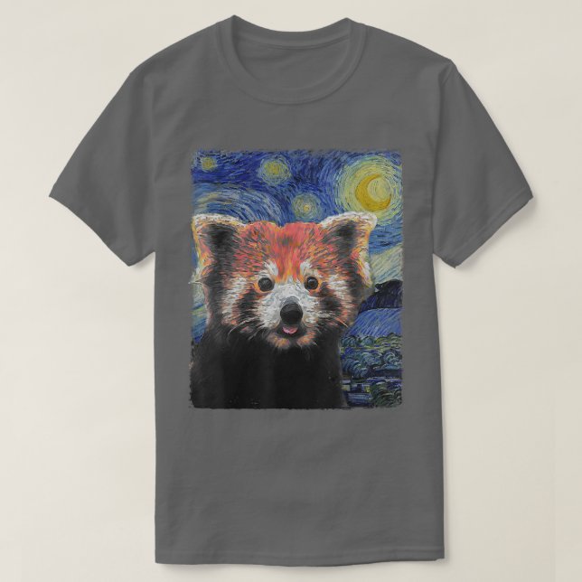 Starry Night Colorful Red Panda T Shirt (Design framsida)