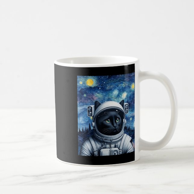 Starry Night Cosmic Cat Astronaut Art Kaffemugg (Höger)