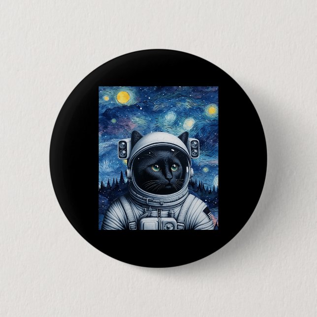 Starry Night Cosmic Cat Astronaut Art Knapp (Framsida)