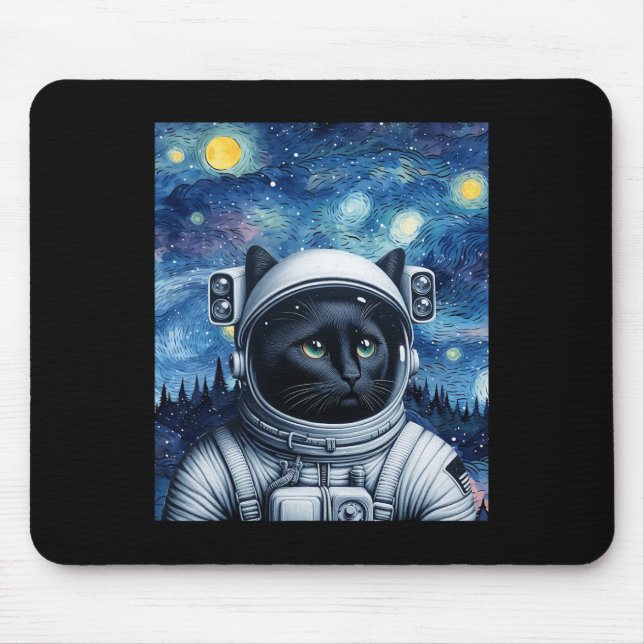 Starry Night Cosmic Cat Astronaut Art Musmatta (Framsidan)