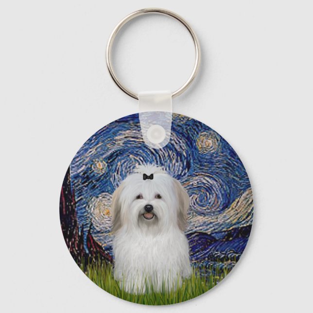 Starry Night - Coton de Tulear 2 Nyckelring (Framsida)