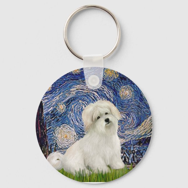 Starry Night - Coton de Tulear 7 Nyckelring (Framsida)
