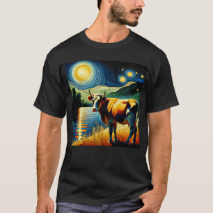Starry Night Cow Van Gogh Älskare Farmer T Shirt