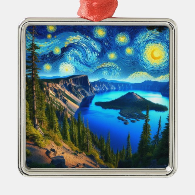 Starry Night Crater Lake National Park Julgransprydnad Metall (Framsidan)