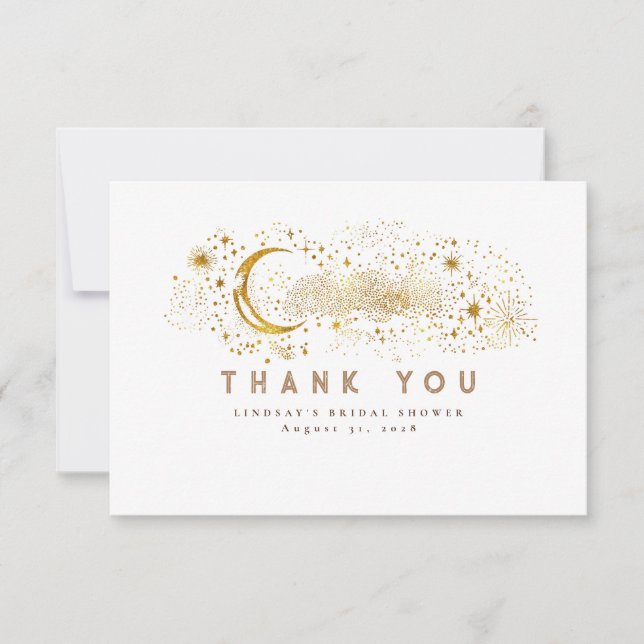 Starry Night Crescent Måne Small Tack Kort (Framsida)