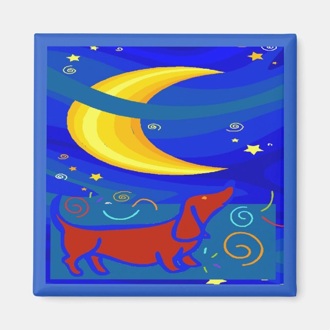 Starry Night Dachshund Magnet (Framsidan)