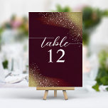 Starry Night Deep Crimson Bröllop Bordsnummer<br><div class="desc">Bordsnumret "Starry Night Deep Crimson Bröllop" är en elegant navigationsknörning till er décor i bröllop. Kortet har en rik, djup krimson-bakgrund som student till en ljusstark gyllene nyans, som påminner om en stjärnbelyst himlar övergång till gryning. En konstellation av delikata gyllene glasögon sprider sig över toppen och tillför en aning...</div>