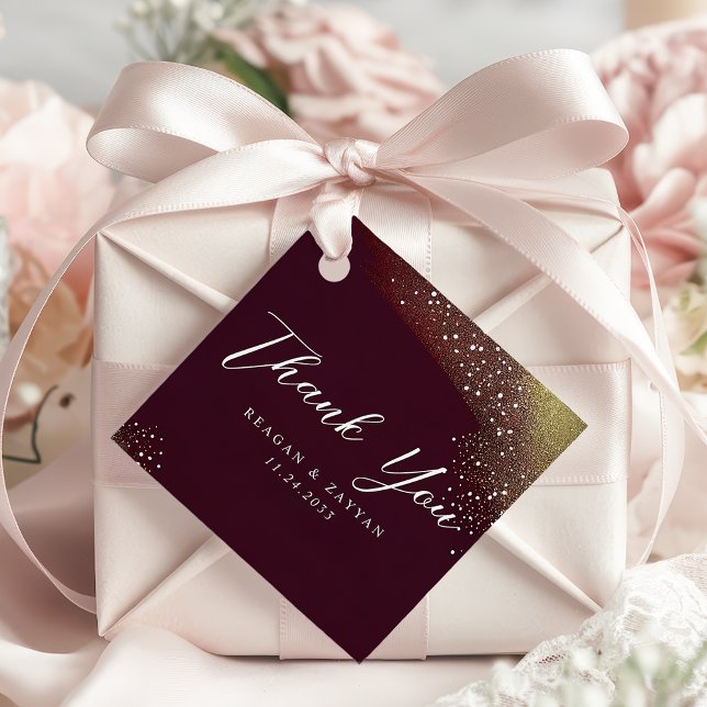 Starry Night Deep Crimson Bröllop Tack Gåvor Etiketter (Skapare uppladdad)