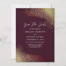Starry Night Deep Crimson Save Date Card