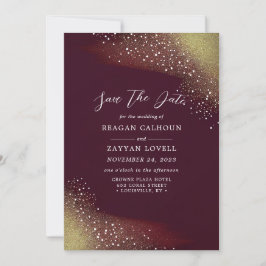 Starry Night Deep Crimson Save Date Card Inbjudningar