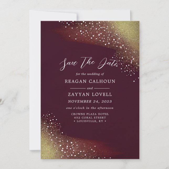 Starry Night Deep Crimson Save Date Card Inbjudningar (Framsida)