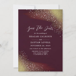 Starry Night Deep Crimson Save Date Card Inbjudningar